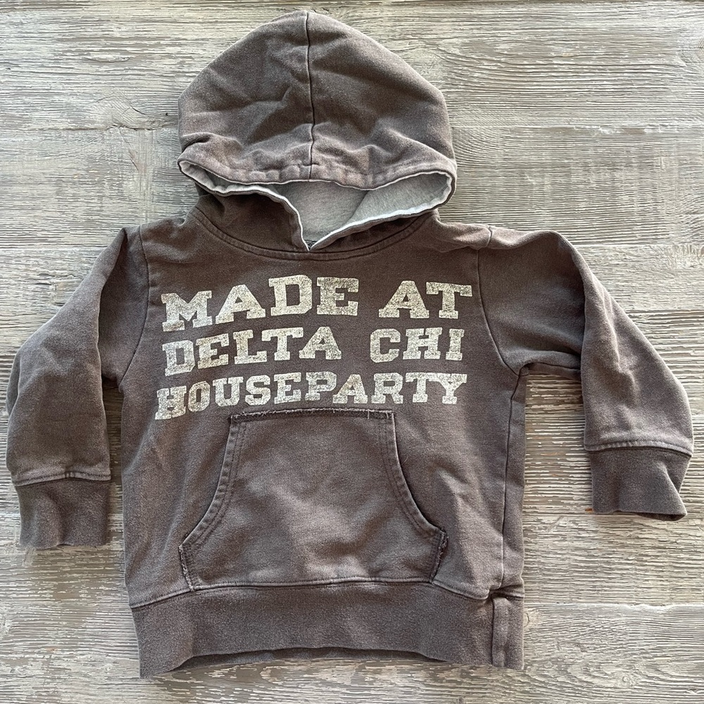 Boys Graphic hoodie size 3T - “made at delta chi house party”